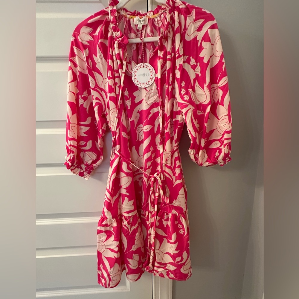 Umgee Fuchsia and Cream Floral Mini Dress